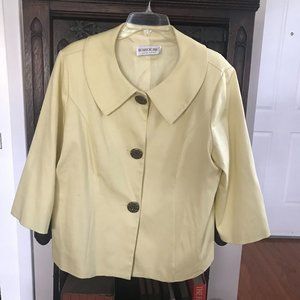 BROWSTONE  STUDIO: YELLOW 3/4 SLEEVE LINED SUIT JACKET SIZE 16
